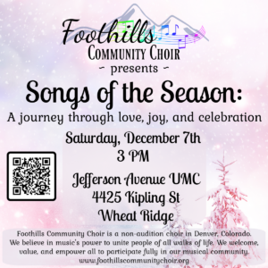 Flyer for Songs of the Season concert on December 7, 2024 at 3:00pm.